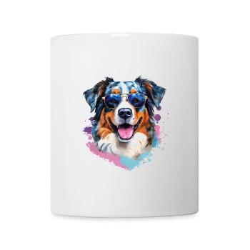 Australian Shepherd with sunglasses - Mug - white - Front