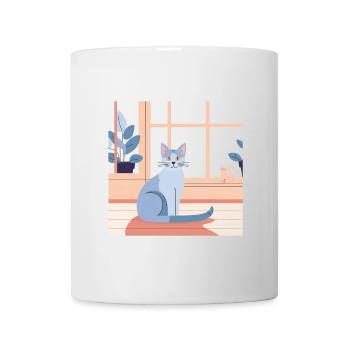 Blue Cat by Window Afternoon - Mug - white - Front