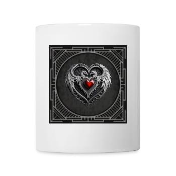 Silbernes Herz mit Flügeln. - Tasse - Weiß - Vorne