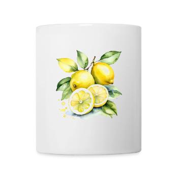 Sour yellow lemons in watercolor style - Mug - white - Front