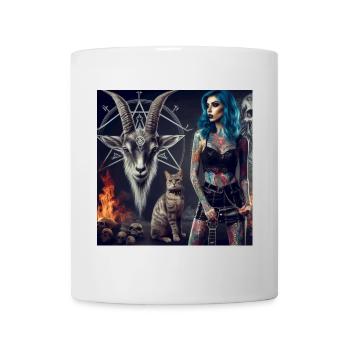 Metal Hell Männliche Ziege und Katze - Tasse - Weiß - Vorne