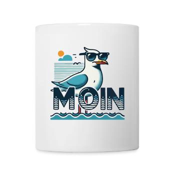 Moin - Allemagne du Nord, bas allemand avec une mouette fraîche - Mug blanc - blanc - Devant