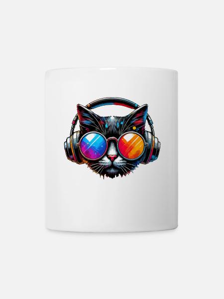 DJ Cat - Chat Disco & Fête - Mug blanc - blanc