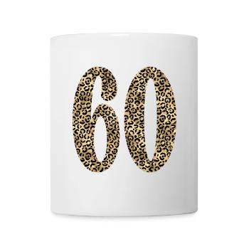 60e anniversaire - Numéro 60 Imprimé léopard - Mug blanc - blanc - Devant