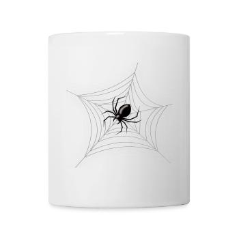 Gruselige Halloween-Spinne in ihrem Netz - Tasse - Weiß - Vorne