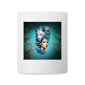 Captivating woman with majestic lion's head - Mug - white - Front