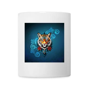 Tigre avec des ornements floraux - Mug blanc - blanc - Devant