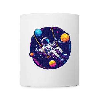 Astronaut mit Schaukel im Weltall - Tasse - Weiß - Vorne