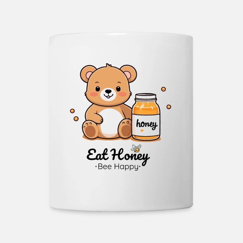 Cuddly bear with honey jar - Mug - white