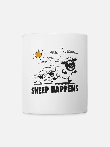 Funny Sheep Sheep Happens - Mug - white