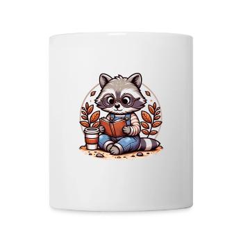 Mignon lecteur raton laveur illustration - Mug blanc - blanc - Devant