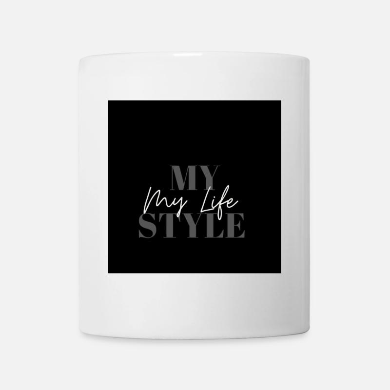My Life Style Typo Script auf Schwarz - Tasse - Weiß