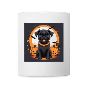 Halloween Dog with Pumpkins and Bats - Mug - white - Front