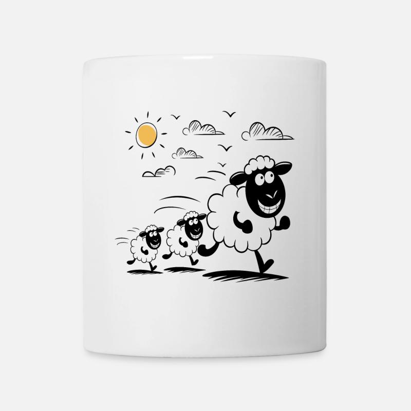 Drôles d’animaux de troupeau de moutons - Mug blanc - blanc