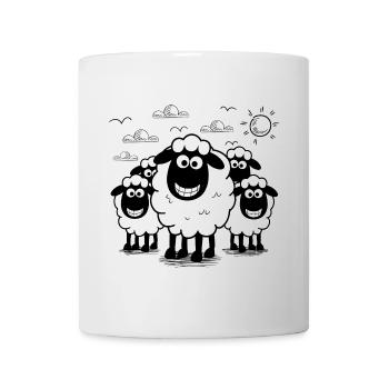 Drôles d’animaux de troupeau de moutons - Mug blanc - blanc - Devant