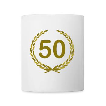 50e anniversaire, 50 ans, couronne de laurier anniversaire (25) - Mug blanc - blanc - Devant