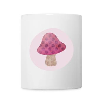 Pilz Kreis Herbst rosa Mädchen Märchen Punkte Wald - Tasse - Weiß - Vorne
