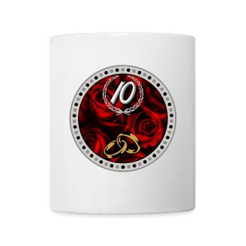 Tenth anniversary ring roses - Mug - white - Front