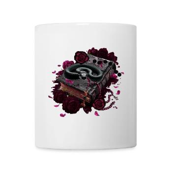 Bücher Design, Schlangen, Rosenblüten - Tasse - Weiß - Vorne