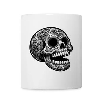 Blumen-Totenkopf Design - Tasse - Weiß - Vorne