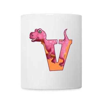 V - DINOSAURIER, Personalisierbar - Tasse - Weiß - Vorne