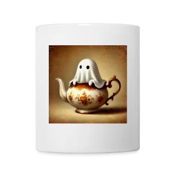 Geist in der Teekanne:Gruselspaß zu Halloween - Tasse - Weiß - Vorne