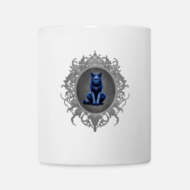 Sitzende katze, tribals, Rahmen, goth - Tasse - Weiß