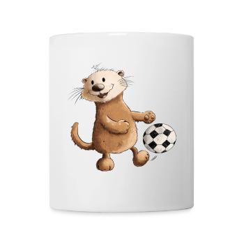 Drollige Otter Spielt Fußball - Tasse - Weiß - Vorne