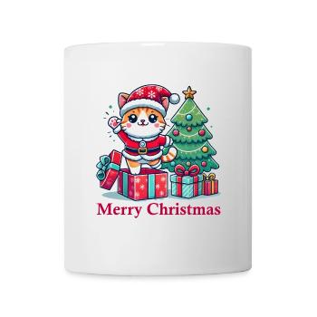 Chat Joyeux Noël High Five 4 1 - Mug blanc - blanc - Devant