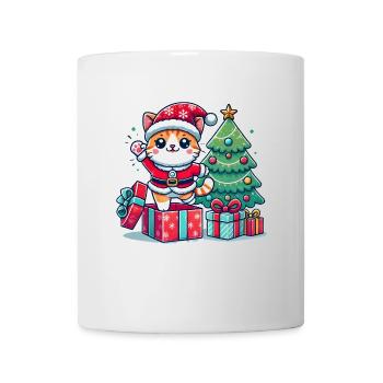 Chat Joyeux Noël High Five 4 2 - Mug blanc - blanc - Devant