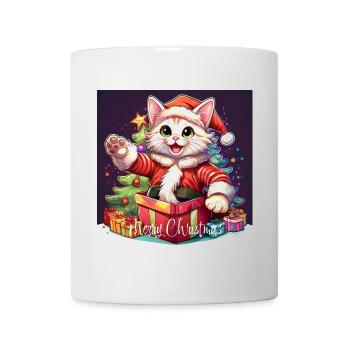 Katze Merry Christmas High Five 5 2 - Tasse - Weiß - Vorne