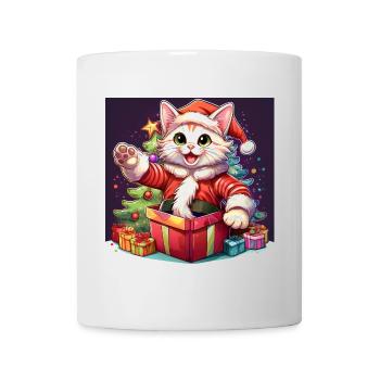 Katze Merry Christmas High Five 5 1 - Tasse - Weiß - Vorne