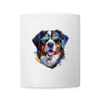 Bouvier bernois avec lunettes de soleil - Mug blanc - blanc - Devant