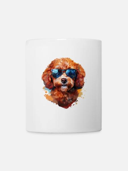 Kleinpudel mit Sonnenbrille - Tasse - Weiß