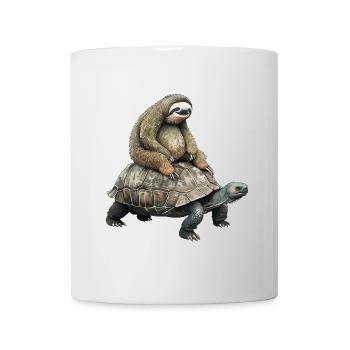 Sloth on turtle - Mug - white - Front