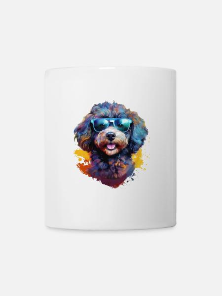 Kleinpudel mit Sonnenbrille - Tasse - Weiß