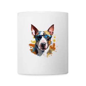Bull terrier avec lunettes de soleil - Mug blanc - blanc - Devant