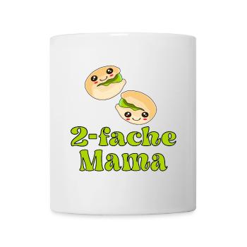 Zweifache Mama - Geburt Baby Pistazien - Tasse - Weiß - Vorne