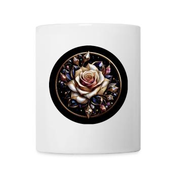 Rose im Diamantkranz - Rose Diamant Edelstein - Tasse - Weiß - Vorne