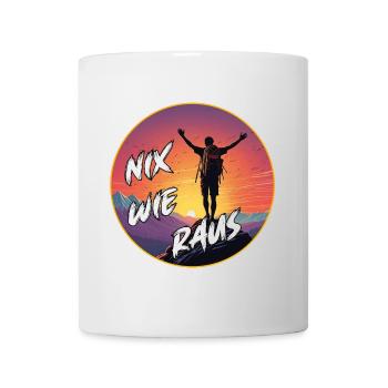 Nix wie raus - Wanderer auf dem Berggipfel - Tasse - Weiß - Vorne
