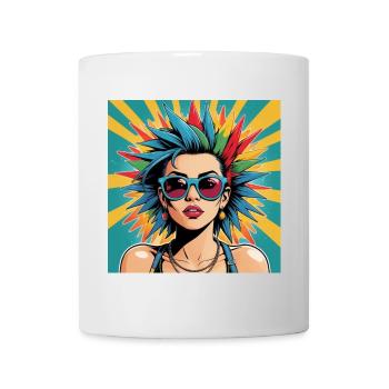 Punk Fille Nancy Avec Lunettes de soleil Rock HipHop Musique - Mug blanc - blanc - Devant