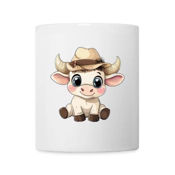 Taureau mignon mignon bébé enfants animal dessin animé - Mug blanc - blanc - Devant