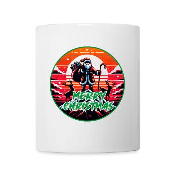 Weihnachtsmann mit Rentieren auf Bergspitze - Tasse - Weiß - Vorne