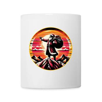 Weihnachtsmann auf Bergspitze frohe Weihnachten - Tasse - Weiß - Vorne