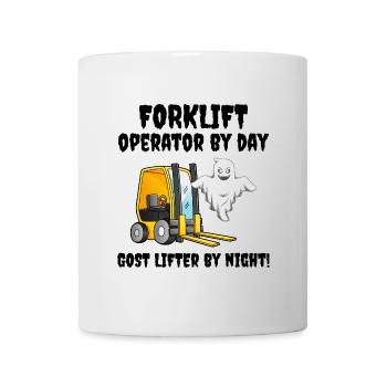 Halloween Ghost Forklift Operator Heavy Equipment - Mug - white - Front