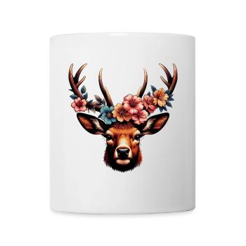 Cerf avec des fleurs - Mug blanc - blanc - Devant