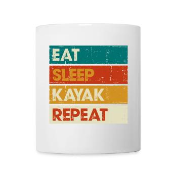 Essen Schlaf Kajak Wiederholen - Tasse - Weiß - Vorne