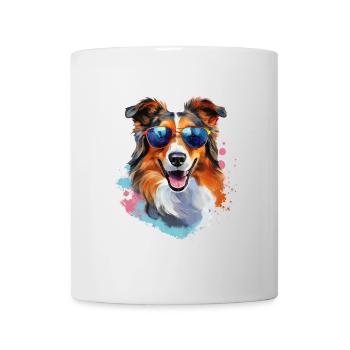 Collie with sunglasses - Mug - white - Front