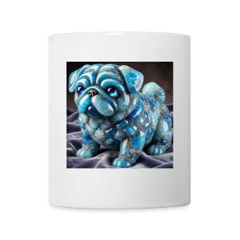 Blauer Kristall-Pug Dekorfigur - Tasse - Weiß - Vorne