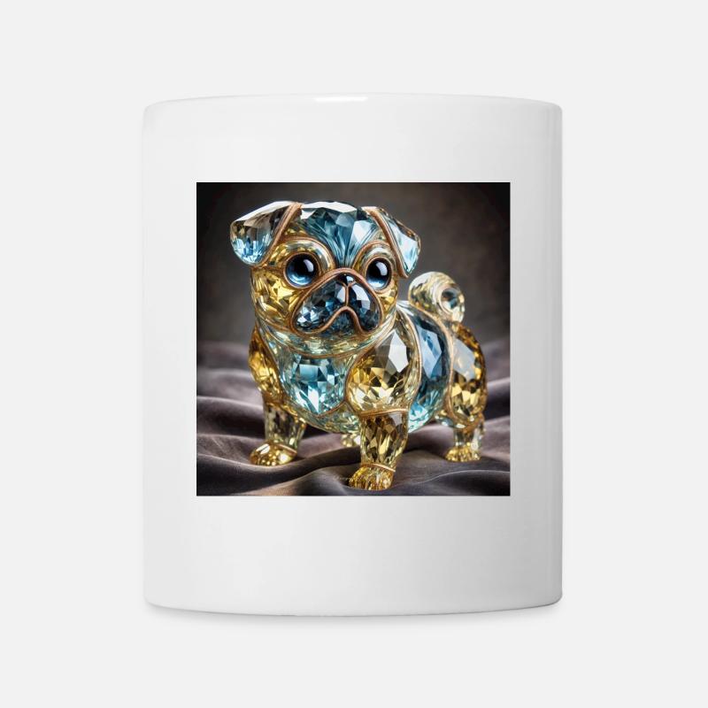 Luxury Crystal Dog Sculpture - Mug - white